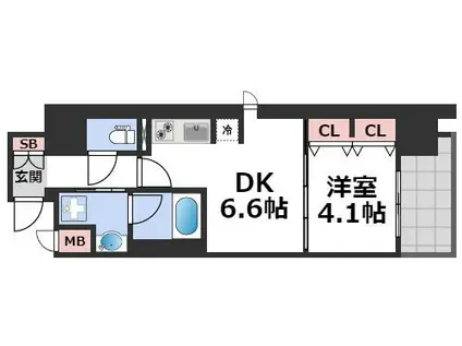 コンフォリア心斎橋イースト(1DK/5階)の間取り写真