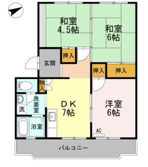 川口東マンション(3DK/3階)の間取り写真