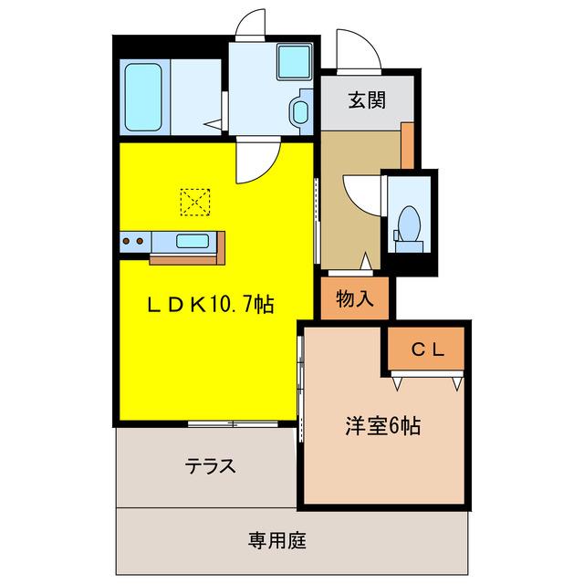 ブライトガーデン(1LDK/1階)の間取り写真