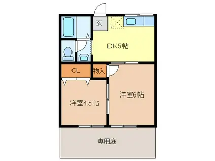 コーポ新町(2DK/1階)の間取り写真