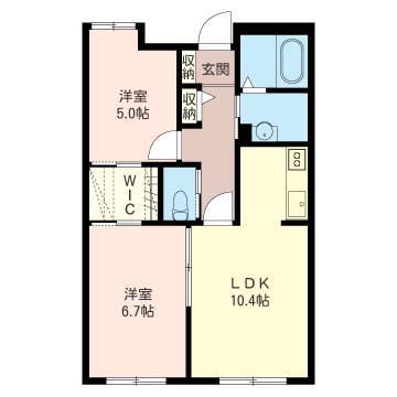 ヴィラーチェB(2LDK/1階)の間取り写真