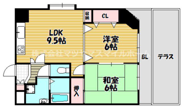 サン・フローラ中川(2LDK/1階)の間取り写真