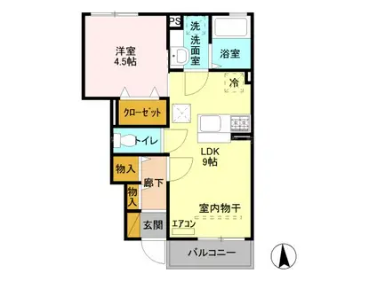 トゥールモンド(1LDK/1階)の間取り写真