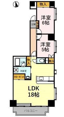 スカイシティー神山(2LDK/13階)の間取り写真