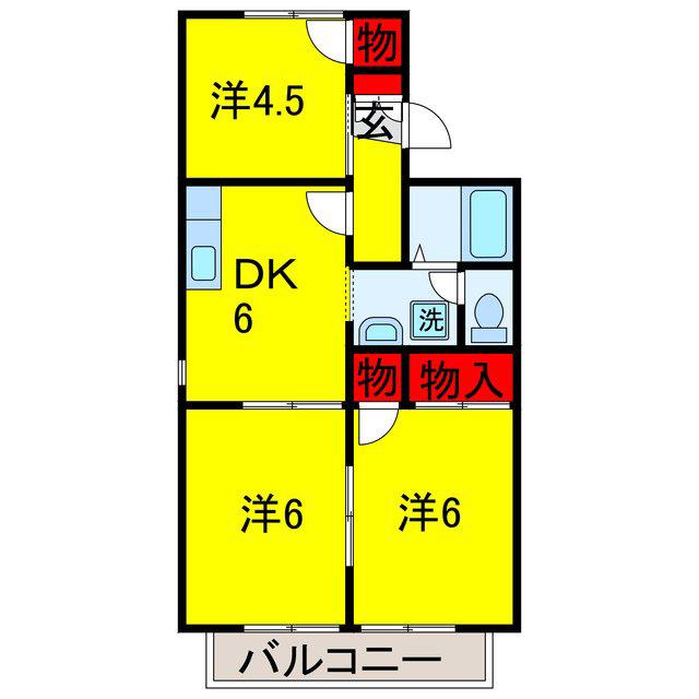 サニーコート国分寺台(3DK/2階)の間取り写真