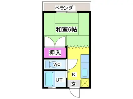 アークヒルズフクモトNO.2(1K/2階)の間取り写真