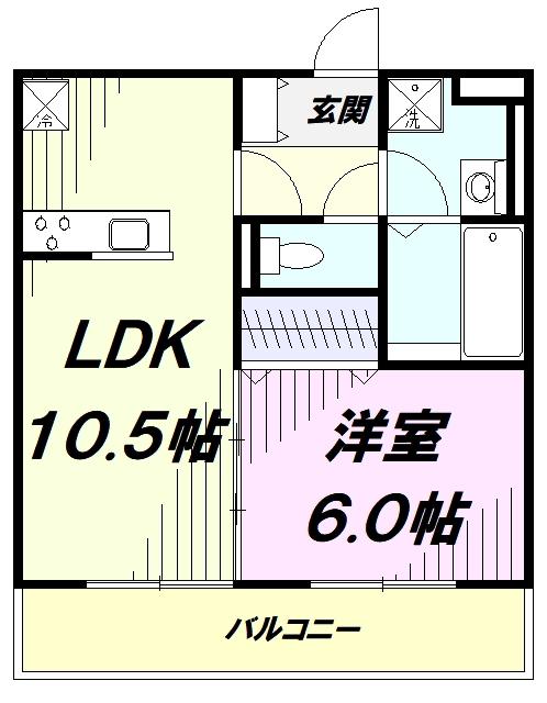 リコルテ東福生(1LDK/1階)の間取り写真