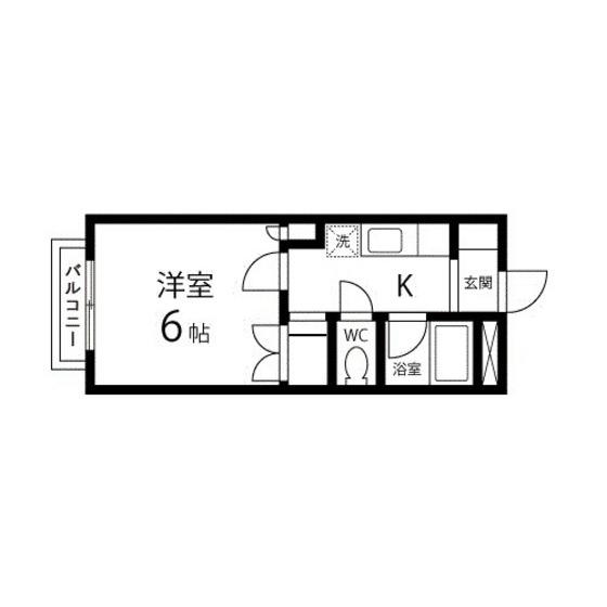 ラフォーレ八木山(1K/2階)の間取り写真