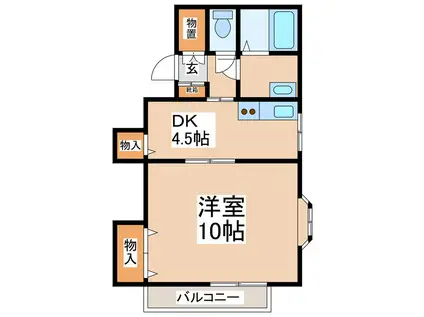 ホシバコーポ(1DK/2階)の間取り写真