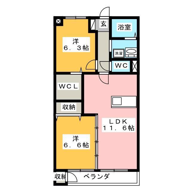 ベッラ・ビスタ(2LDK/2階)の間取り写真