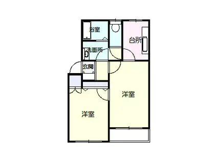 ハイツ浅見(2K/1階)の間取り写真