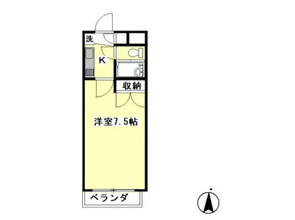 浜島ビル(1K/6階)の間取り写真