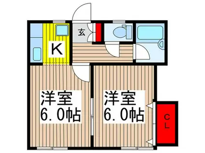 ロランジェ(2K/1階)の間取り写真