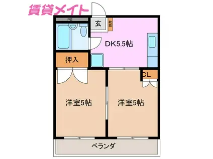 アーバンライフ柘植(2DK/3階)の間取り写真