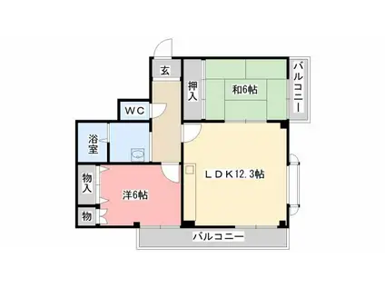 ソレーユYAMADA(2LDK/2階)の間取り写真