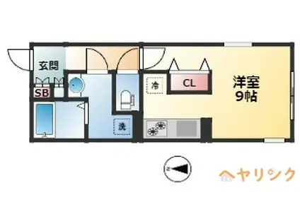 LUORE浄心イースト(1K/2階)の間取り写真