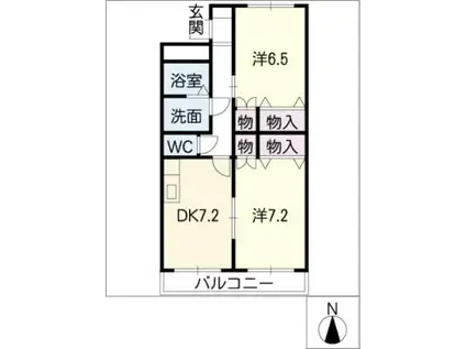 ルミナスコート(2DK/2階)の間取り写真