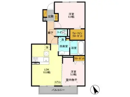 サンヒルズヴィラカインドネス I(2LDK/1階)の間取り写真