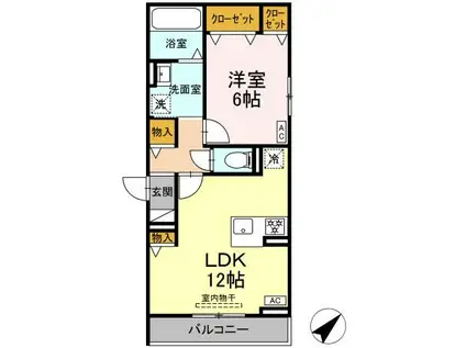 D-AVANCEつつじが丘II(1LDK/2階)の間取り写真