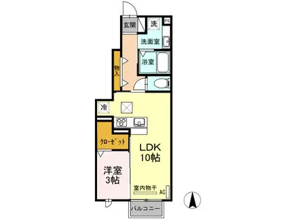 D-ROOM大崎(1LDK/1階)の間取り写真