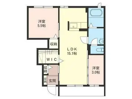 ほたる野サクベハイムB(2LDK/1階)の間取り写真