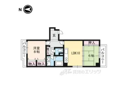 アルカンシェル御所(2LDK/4階)の間取り写真