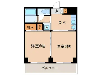 アルデール宮町(2DK/7階)の間取り写真
