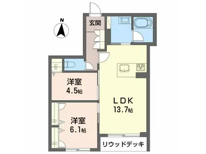 カルムメゾン(2LDK/1階)の間取り写真