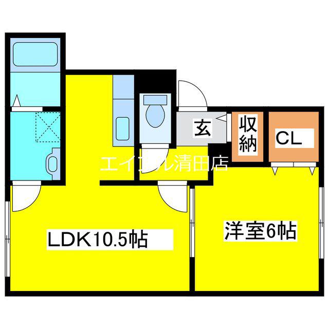 ウェンディクレセントII(1LDK/1階)の間取り写真