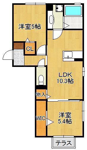 ソレイユひびきが丘(2LDK/2階)の間取り写真