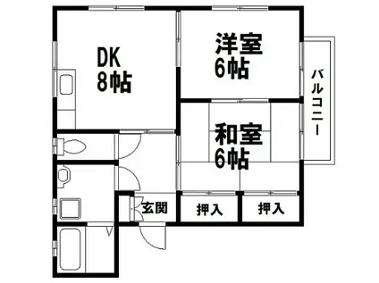 ノーブルタウンC棟(2DK/2階)の間取り写真