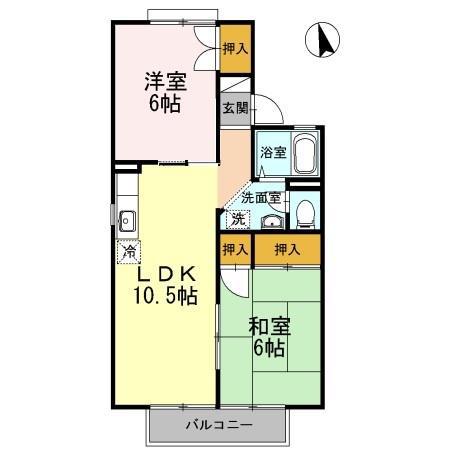 セジュール住吉A棟(2LDK/1階)の間取り写真