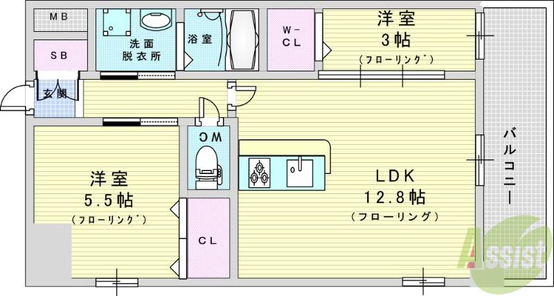 スプランディッドライズ新大阪ノース(2LDK/13階)の間取り写真