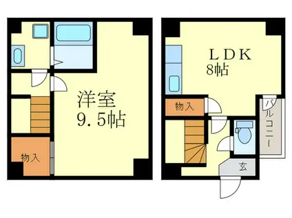 アルカス千本通(1LDK/1階)の間取り写真
