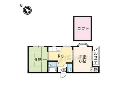 ハイツティアラ(2DK/3階)の間取り写真