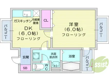 サンコートリバ-みずほ台(1DK/1階)の間取り写真