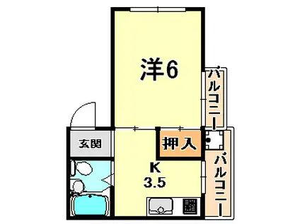 北山ビル(1K/5階)の間取り写真