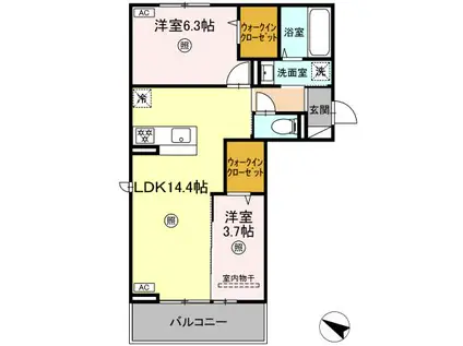 パーチェ御幸(2LDK/2階)の間取り写真