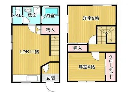 K様メゾネット(2LDK/1階)の間取り写真