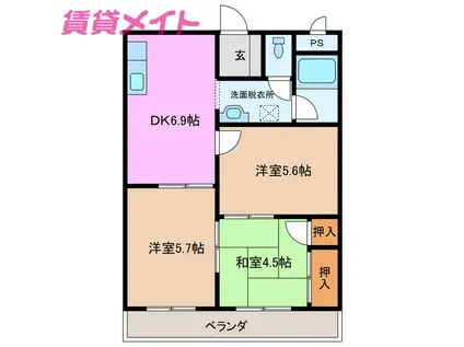 セピアロード(3DK/2階)の間取り写真