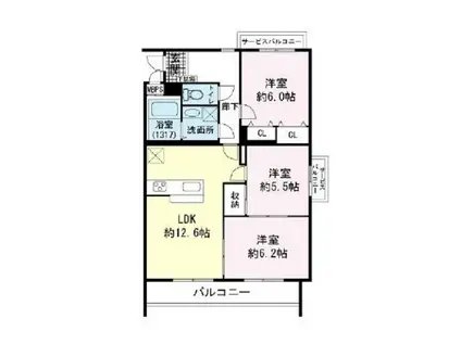 GOLD PALACE(3LDK/2階)の間取り写真