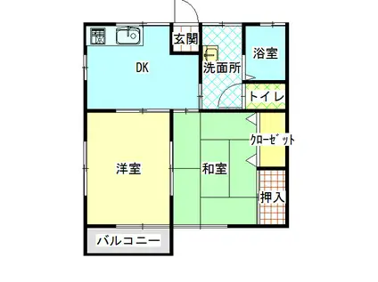白井ハイツ 第7(2DK/2階)の間取り写真