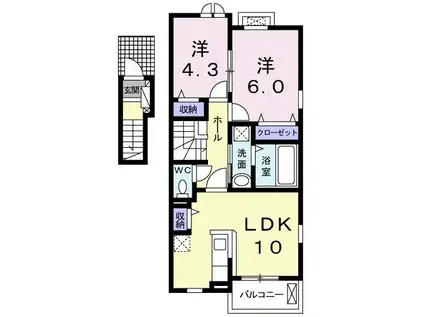 ウッドパークII B(2LDK/2階)の間取り写真