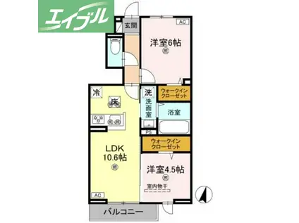 フォーゲルセレーノ A棟(2LDK/1階)の間取り写真