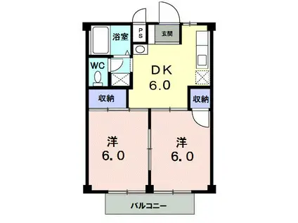 シティハイツオヨベA(2DK/2階)の間取り写真