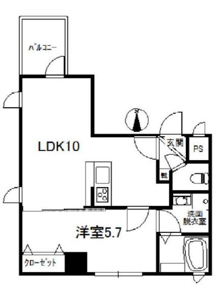 ロゼットII(1LDK/3階)の間取り写真
