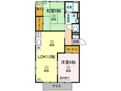 シャトル新福A棟(2LDK/1階)の間取り写真