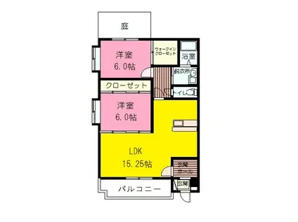 ヒルズK・T(2LDK/3階)の間取り写真