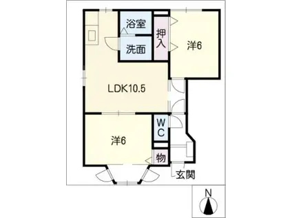 ソレイユ・ルヴァンB棟(2LDK/1階)の間取り写真