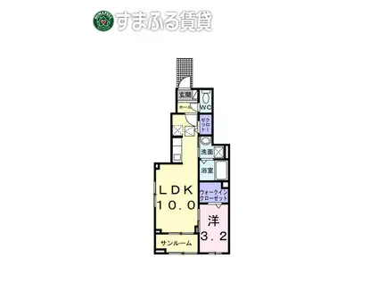 ヒカルサ岡崎蓑川町(1LDK/1階)の間取り写真
